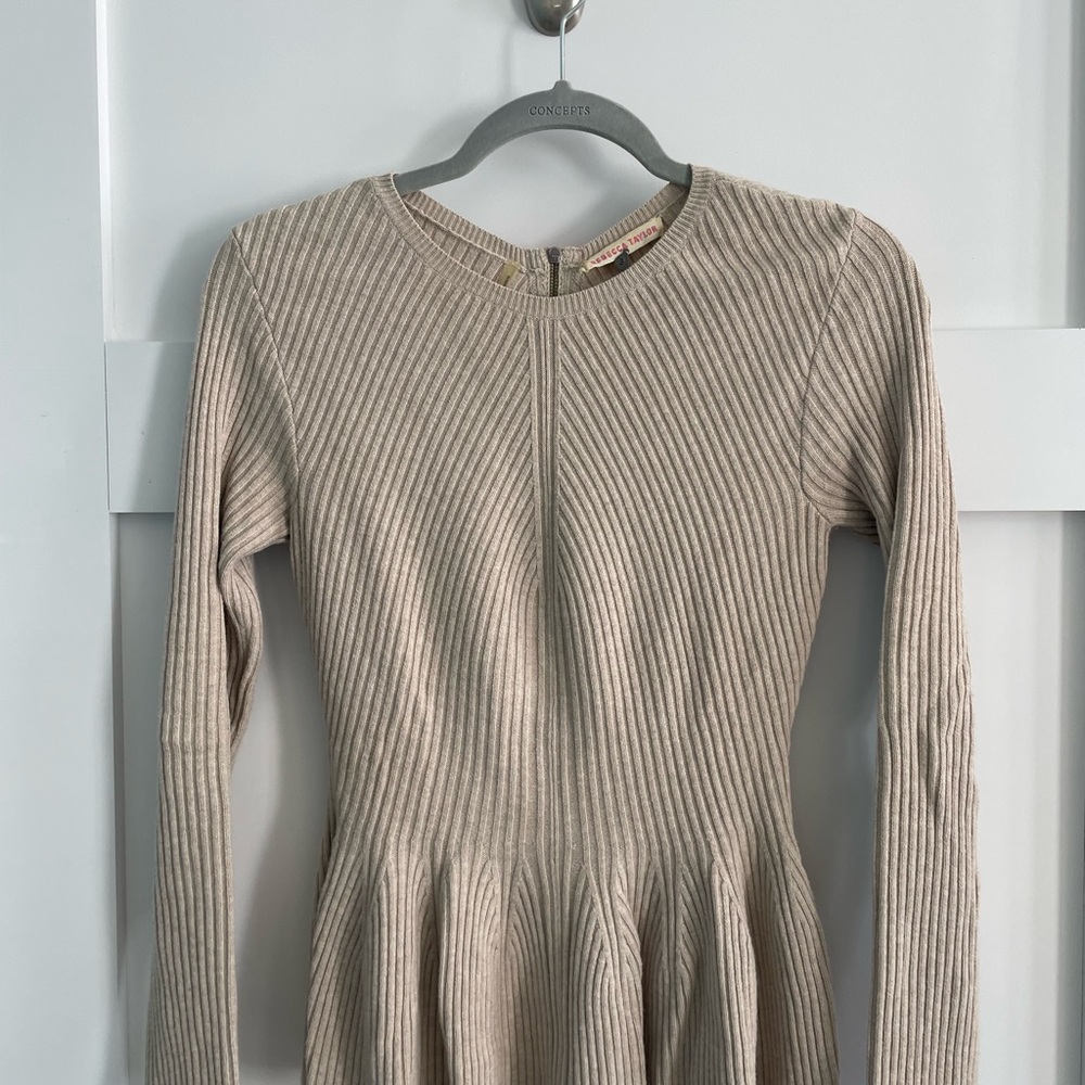 Rebecca Taylor Ribbed Beige Sweater